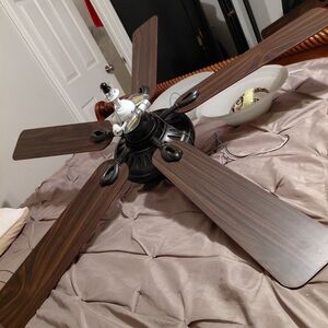 Dark Wood Ceiling Fan with Five Blades
